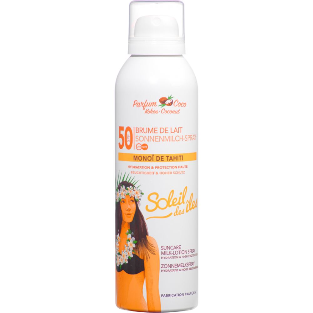 Soleil des Iles Sonnenschutz-Milchspray mit Kokosduft · SPF50