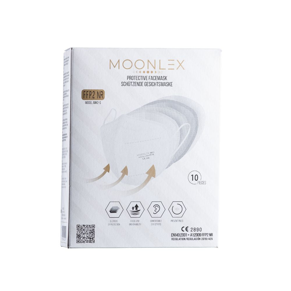 Moonlex | FFP2 Maske 5-lagig einzeln verpackt - Made in Europe - Weiss